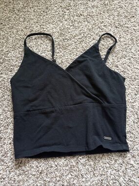 Hollister Black Cropped Wrap Tank Top